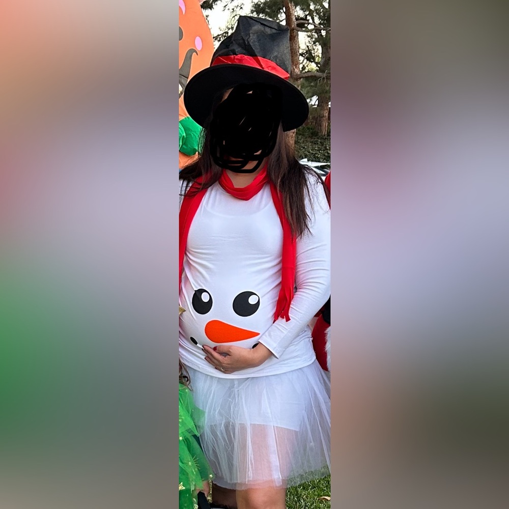 Pregnancy snowman shirt, tutu, hat, scarf, gloves and carrot nose